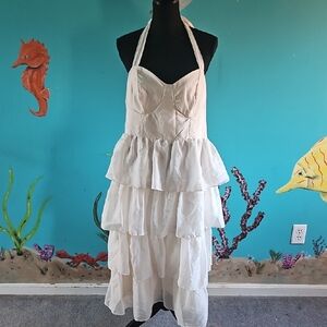 SHEIN Halter Tiered Ruffle Midi Dress